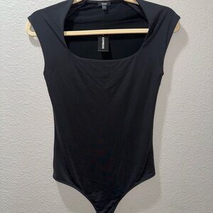 Express Black Fitted Cap Sleeve Bodysuit